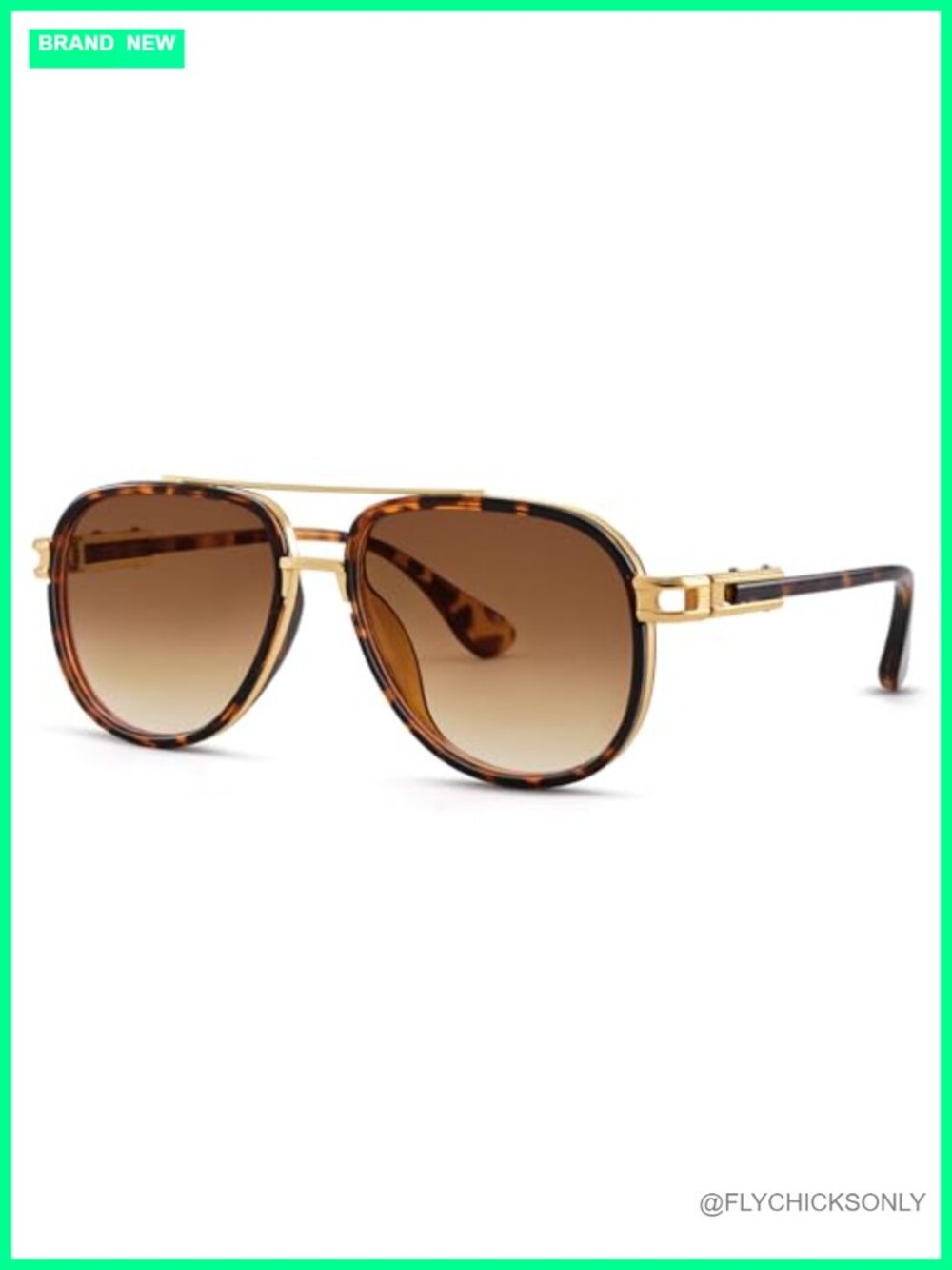 Retro Oversized Aviator Sunglasses Metal Double Bridge Gold Frame